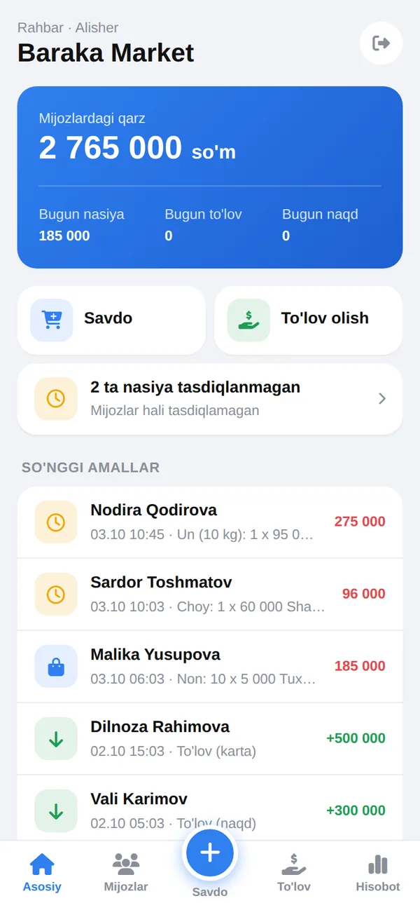 QarzDaptar ilovasi ekrani